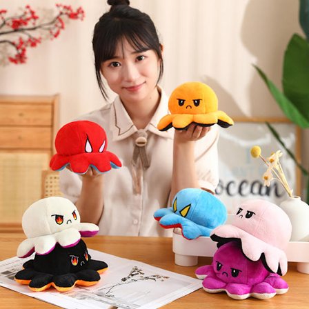 Mub- Flip blekksprut tosidig uttrykk flip rasende blekksprut plysjleke størrelse blekksprut