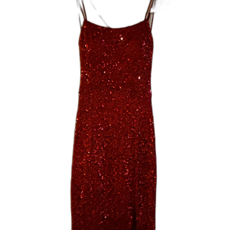 Röd glittrig långklänning
