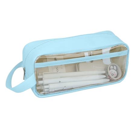 TG 2st minimalistisk gjennomsiktig etui, penn med stor kapasitet Himmelblå