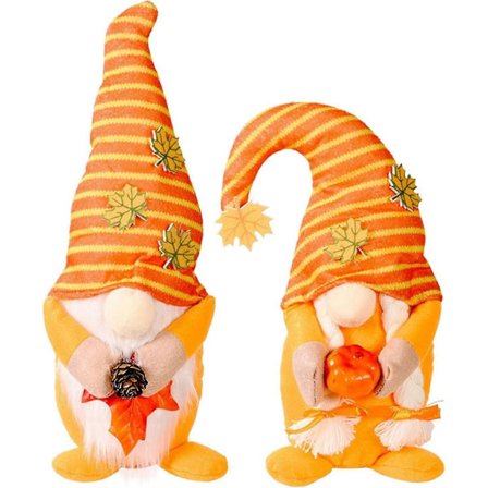 Käsintehty 24 cm syksyinen tonttupehmolelu kiitospäiväksi, kasvoton nukke, sadonkorjuunukke, loma