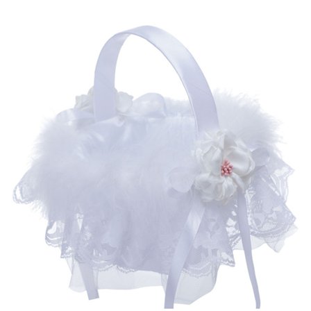 Bröllopskorgar Blomsterflickakorgar med Blomrosett Romantisk Förvaring av Blomblad med Handtag för Bröllopsceremoni Dekor