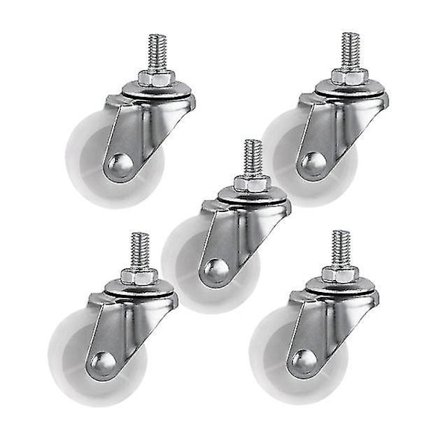 5 Pcslot Casters 1.5 Inch White Pp Screw Universal M6 Thread Roller Diameter 4cm Display Frame Wheel