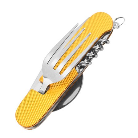 Vikkniv og gaffel i rostfritt stål i tre, dele til udendørs kombination, avtagbar multifunktionel service