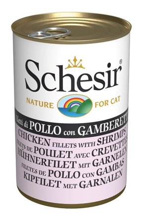 Schesir Pollo Con Gamberetti Cibo Umido Gatti Adulti Lattina 140g