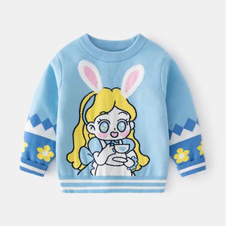 Tröja Med Rund Hals För Flickor Med Printed I Stickade Tröjor