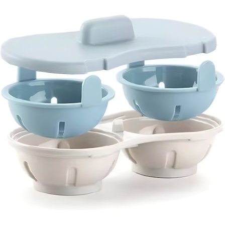 Mikrovågsugnsäggpocherare 2 BPA-fria diskmaskinssäkra pochäggmaskin, Non Stick Ägg Mikrovågsugnskokare, 1 Min Snabb Poch Ägg Coddlers för Mikrovågsugn