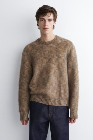 COS Herren Space-Dyed Mohair-Blend Crew-Neck Jumper - Braun