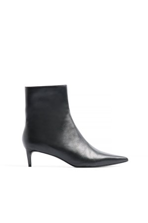 NA-KD Ankelboots i läder med stilettklack - Boots - Svart - EU 38