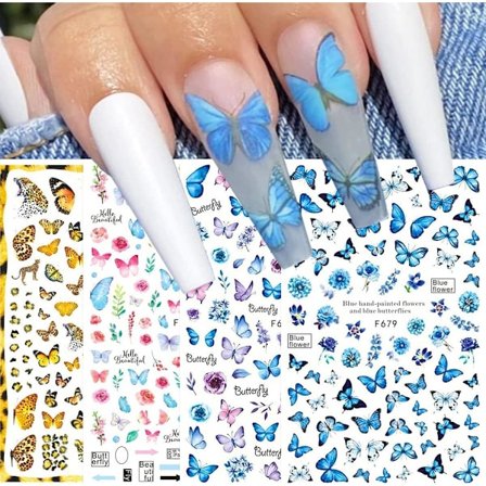 Fjärilsnagelstickers Nail Art 6 ark självhäftande nagelstickers nageldekorationer Nail Art Design Manikyr