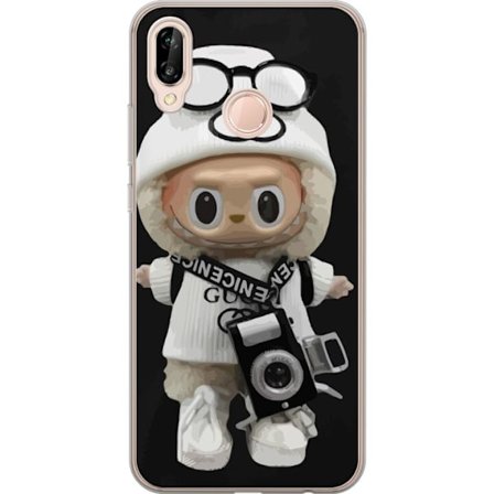 Yhteensopiva Puhelinkuori Huawei Huawei P20 lite Tyylikäs muotoilijafiguuri kameralla ja katutyyliä, leikkisä keräilyfiguuri trendikkäässä kaup