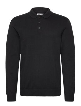 Jjfred Knit Ls Polo Aw24 Tops Knitwear Long Sleeve Knitted Polos Black Jack & J S