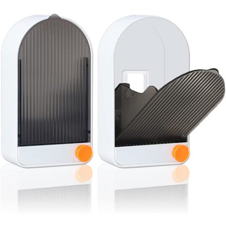 Et sett med 2 veggmonterte såpeskåler med flip-top lokk og dreneringsskuffer, med vanntett lim og kroker, designet for å holde såpen tørr, hvit