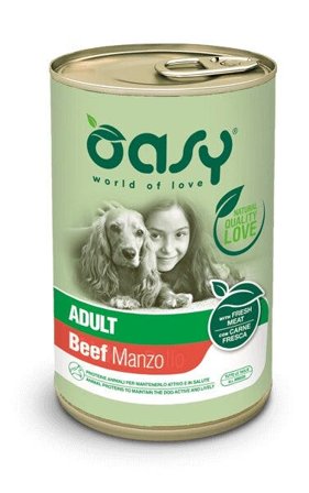 Oasy Wet Dog Lifestage Patè Manzo Cibo Umido Cani Adulti Lattina