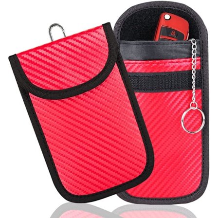 Päivitetty avaimenperäpussi (2 kpl) – Auton RFID-signaalin esto, auton turvasuojauspussi, varkaudenestopussi – Punainen