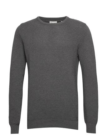 The Organic Plain Knit Strikket Trøje Med Rund Hals Grå By Garment Makers
