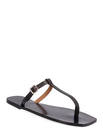 Alba Black Vacchetta Shoes Summer Shoes Flat Sandals Sort ATP Atelier