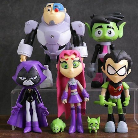 7 stk/sæt Teen Titans Go Robin Cyborg Beast Boy Raven Actionfigur Legetøj Børnegave