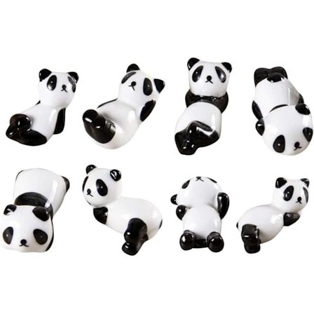 8 stk. Panda Pinnestativ Keramisk Svart og Hvit Oppbevaring Spisepinner Kjøkkendekorasjon Borddekorasjon