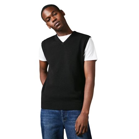 Maine Herr Premium Stickad Bomull Tröjväst L Svart