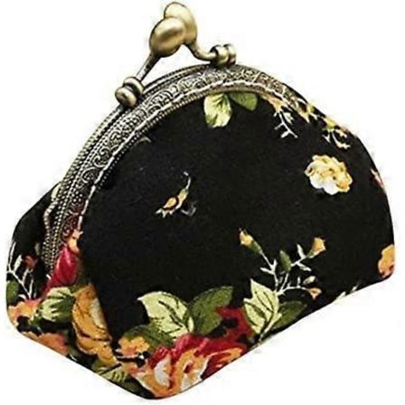 Plånbok, toraway Dam Vintage Blomma Mini Myntbörs Plånbok Clutch (Svart)