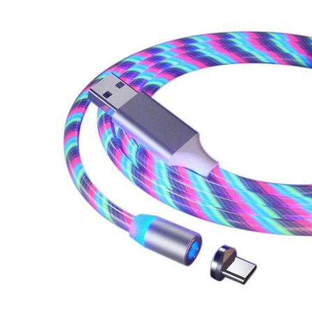 1 st. Magnetisk Laddningskabel för Mobiltelefon Typ C Flödande Ljuskabel för LED-kabel (1M Multi
