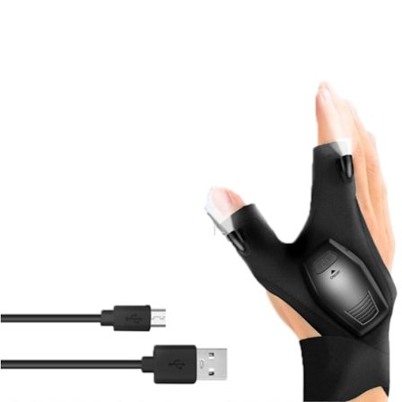 Julegave til mænd, genopladelige fiske-LED-handsker med vandtætte lys, Origi