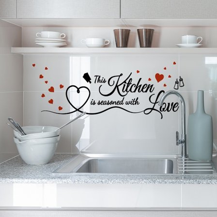 1 st This Kitchen Is Seasoned With Love Sticker Peel and Stick Wall Art Home Deco
