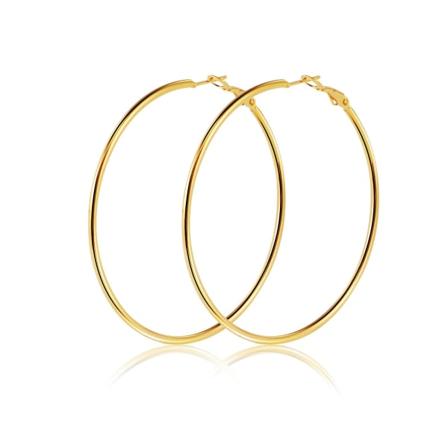 Suuret rengaskorvakorut Sterling-hopea kullattu kiillotetut pyöreät rengaskorvakorut Jewellemmry 30mm(kulta)