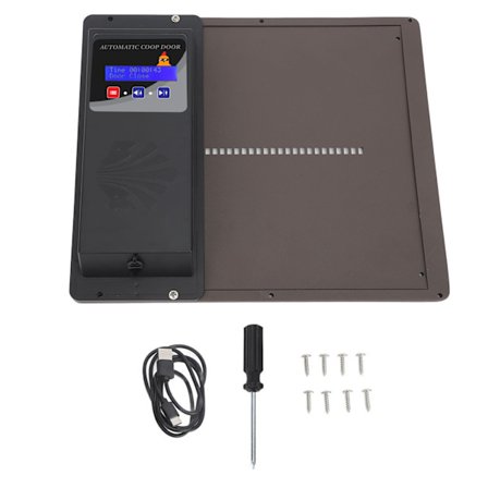 Fjerkræhusdør med timer LED-display Programmerbar automatisk hønsegårdsdøråbner Horisontal åbning til kyllinger Ænder Gæs Brun