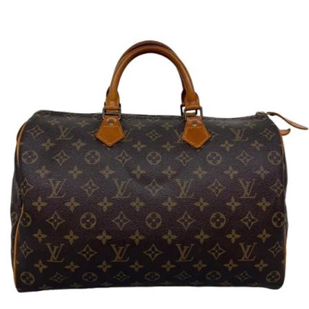 Louis Vuitton Vintage, Pre-owned Speedy 35 Monogram Handbag Bruin, Dames, Maat:ONE Size,leather
