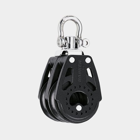 Doppelblock mit Schackel Harken Carbo Air 40 mm, fest/drehbar, gleitgelagert, passt für Leinen Ø6 - 10 mm - Boot