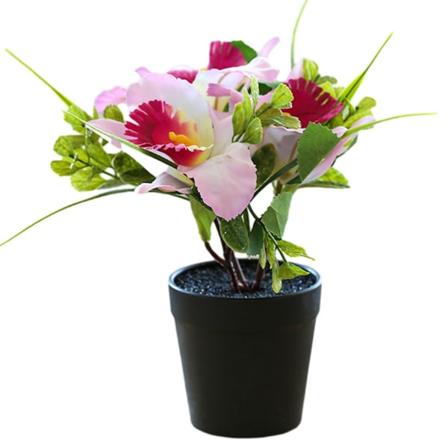 Kunstig blomst trehodet cymbidium liten bonsai kreativ