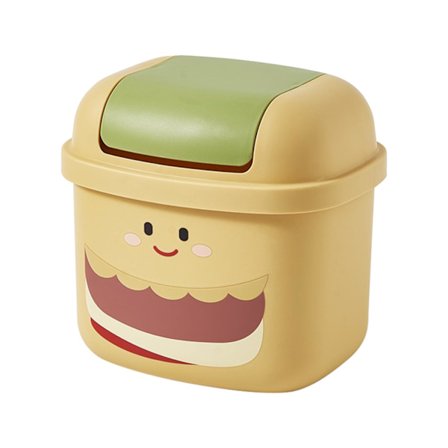 Söt skrivbordspapperskorg för kontor, kreativ förvaringsbehållare, papperskorg för vardagsrum, sovrum, hushållssopbehållare med lock (gul)