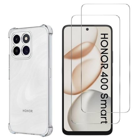 Stødabsorberende cover til Honor 400 SMART og 2 hærdede glas skærmbeskyttelse Phonillico