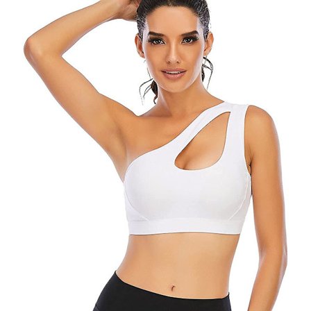 Sport-bh med en axel för kvinnor med avtagbara inlägg, medium support, fitness, träning, löpning, yoga