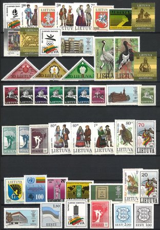 Litauen/Estland - Frimærkepakke - 48 forskllige postfriske frimærker