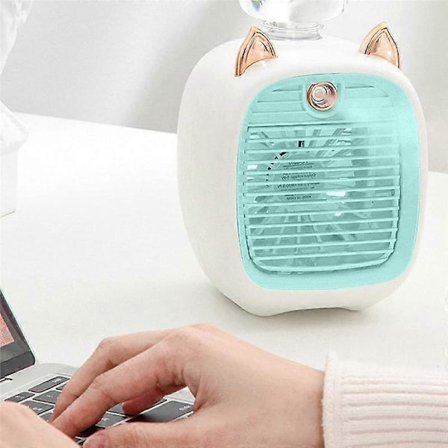 Vatten Luftkonditioneringsfläkt, Minifläkt, USB-fläkt, Skrivbords Turbo Befuktningskylare Rosa & Vit