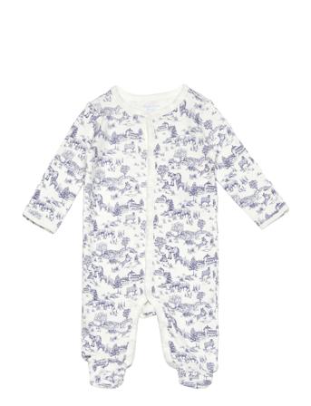 Pastoral Toile Cotton Footed Coverall Pyjama Sie Jumpsuit Haalari Blue Ralph Lauren Baby