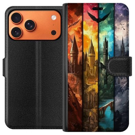 Kompatibel Tegnebogsetui til Apple Apple iPhone 17 Pro Max Fire magiske slotte i forskellige elementfarver, episk fantasykunst med ild vand luft og mÃ