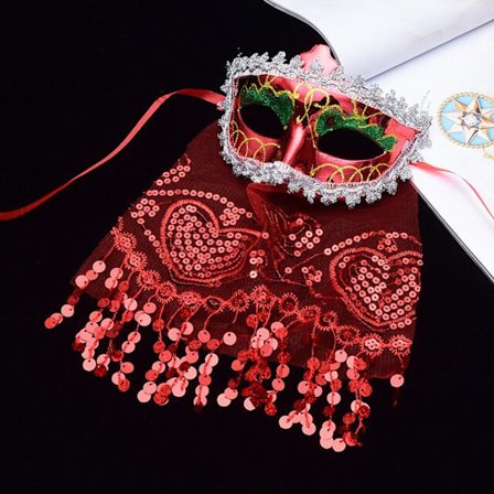 Kostym slöja mask sexig dam bal diamant venetiansk mask bröllop