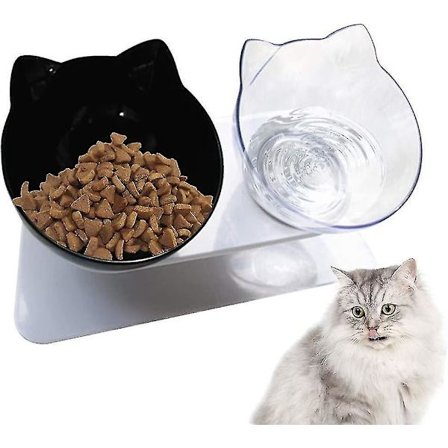 Katteskål Katteskål 15 Skråstilt Skål Dobbel Skål Sklisikker Basell-0170 Hund