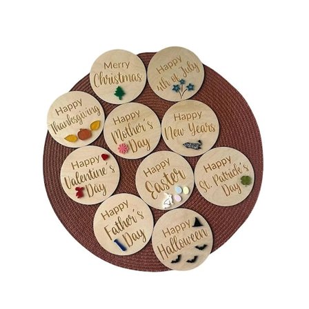 10 st Baby Semester Dekoration Set Rustik Trä Baby Månader Skyltar Ornament Nyfödd Fotografi Pr