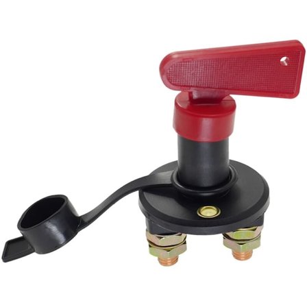 Batteriisolatorbryter med 1 nøkkel, 12V/24V bilbatteri avstengningsbryter nødkraft avstengningsbryter med isolerende deksler for lastebil