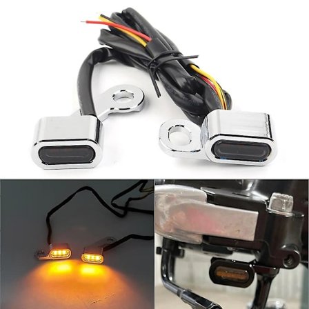 2 stk. Motorcykel Mini LED Blinklys Styr Blinker Indikator Lampe Kompatibel Harley Touring 2009-2017 & Softail 2015-2021 db
