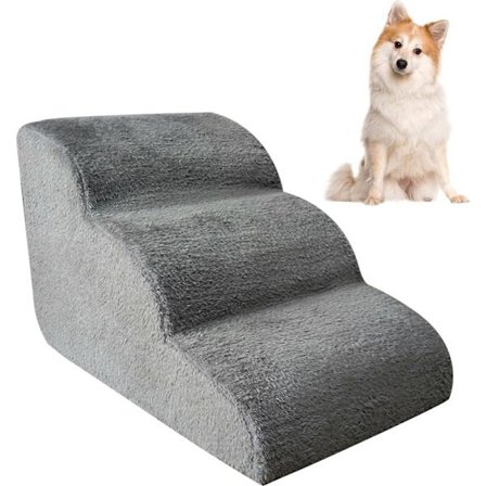 Husdjurstrappor 3-stegs Hundtrappor Hundramp 60 x 42 x 39 cm Grå