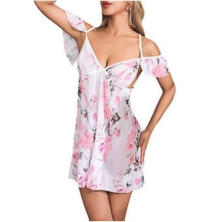 Damemode Trykt Sling Kjole V-hals Underundertøj Nattøj M