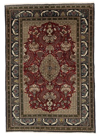 Ghom Kork/Zijde Vloerkleed 145X208 Bruin/Zwart Wol, Perzië