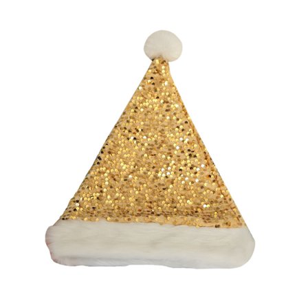 Aikuisten kultainen glitterinen joulupukin hattu, yksi koko