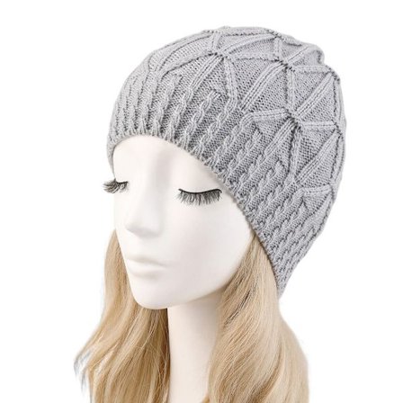Manchetstrik Beanie strikkehue Hat LYS GRÅ