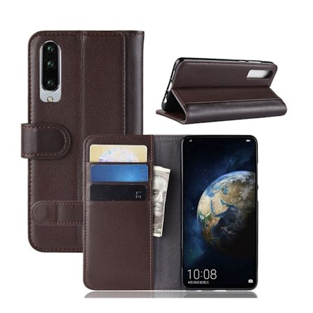 Huawei P30 ægte split læderetui - Brun